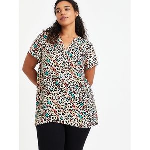 Torrid Size 2 HI-LOW TUNIC - GEORGETTE WATERCOLOR LEOPARD